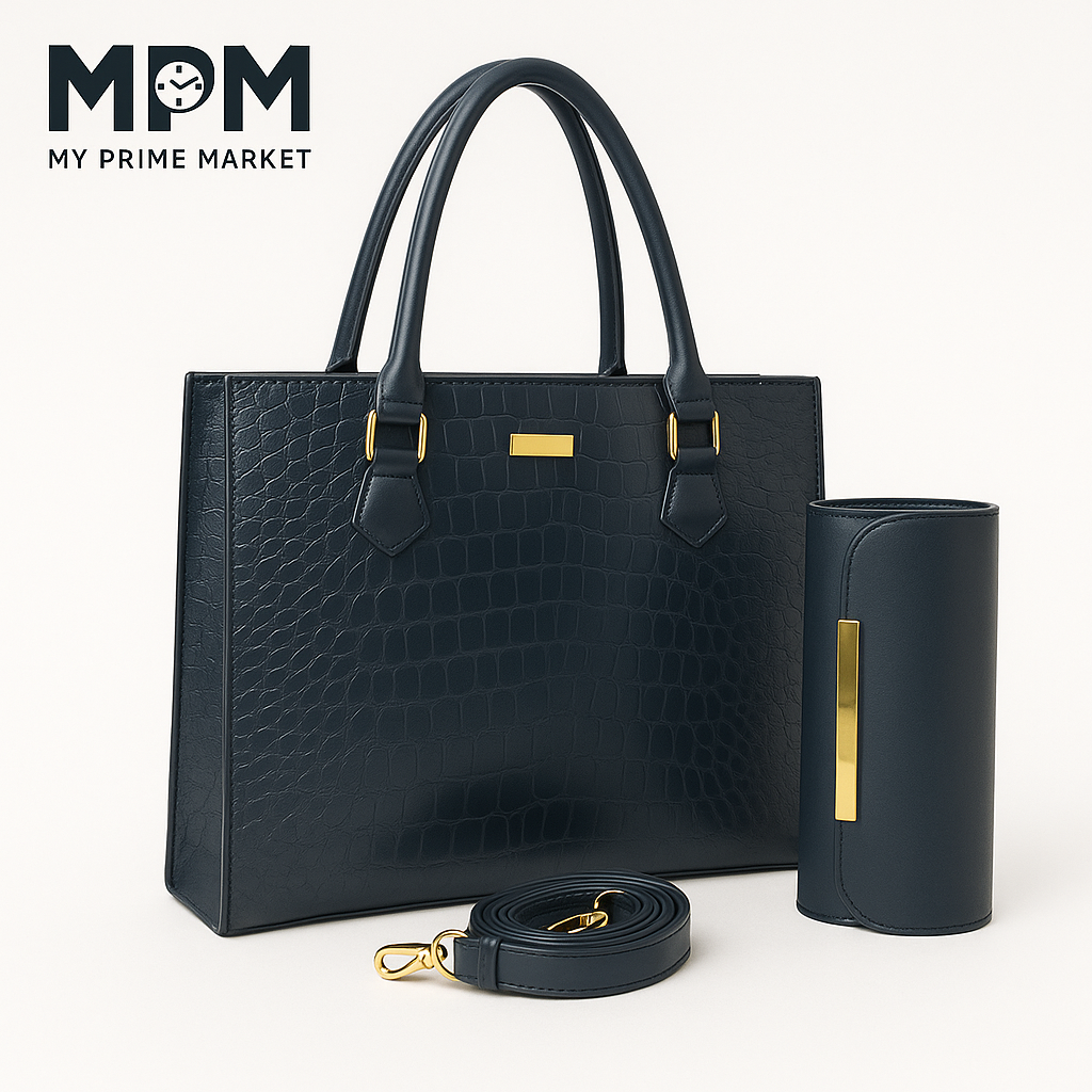 Luxe Croc Handbag Set
