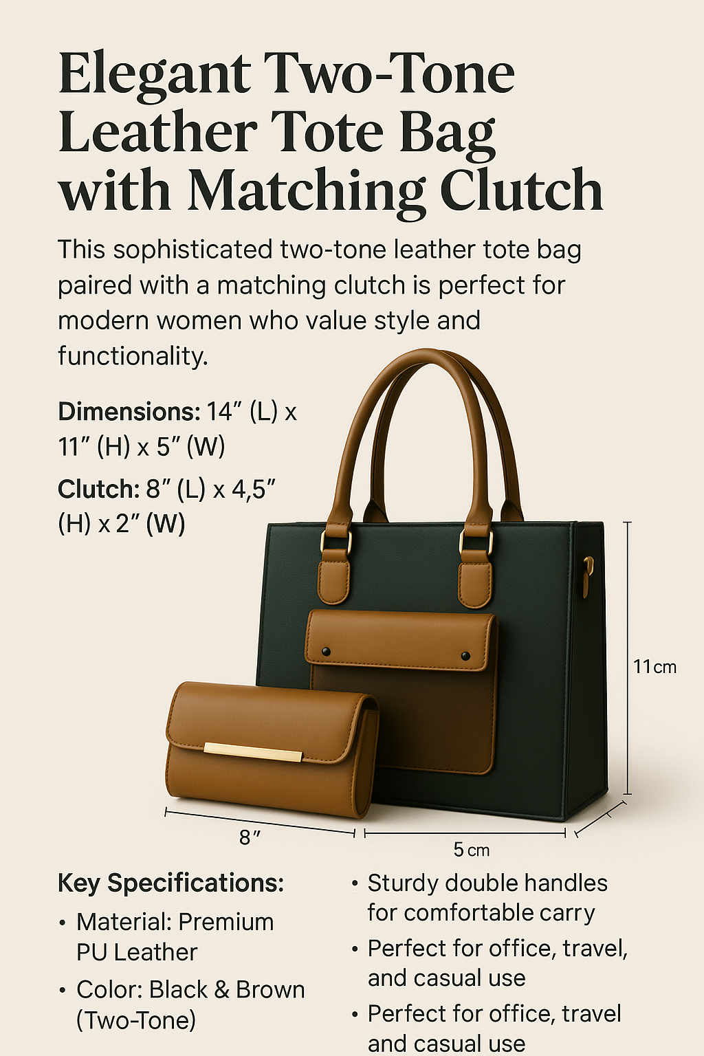 Two-Tone Tote Bag Set