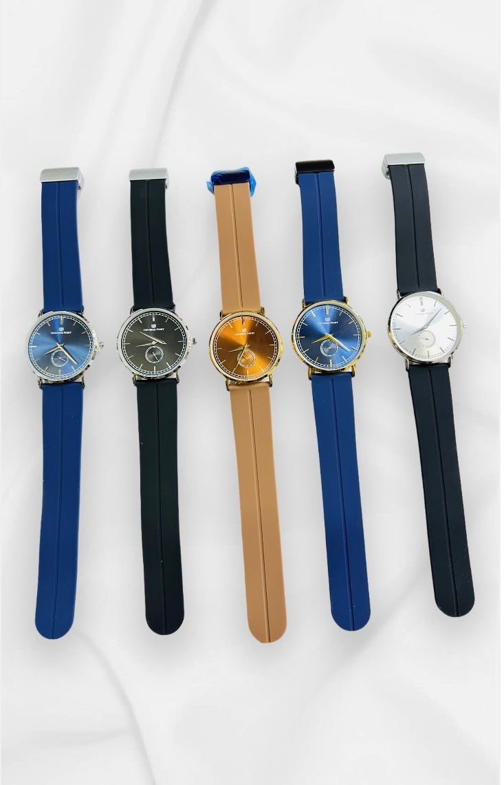 Men's Premium Silicon Band Watches with Leather Wrist Band