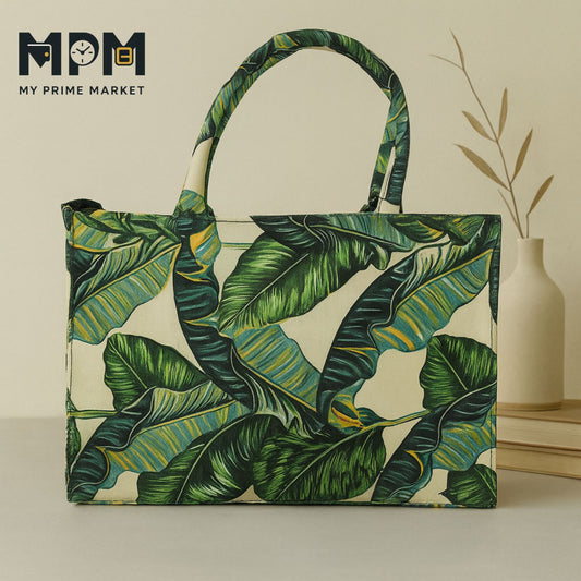 Tropical Leaf Canvas Tote