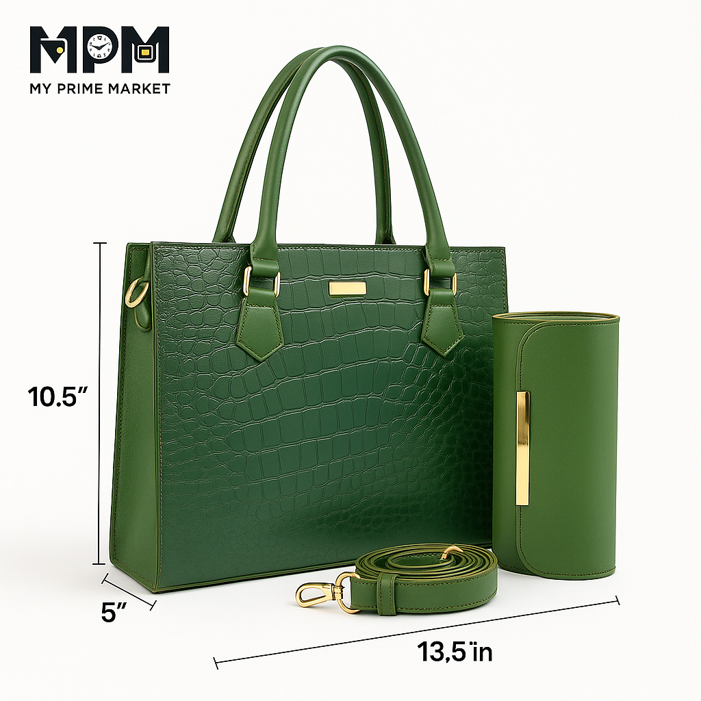 Luxe Croc Handbag Set