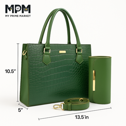 Luxe Croc Handbag Set