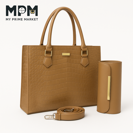 Luxe Croc Handbag Set