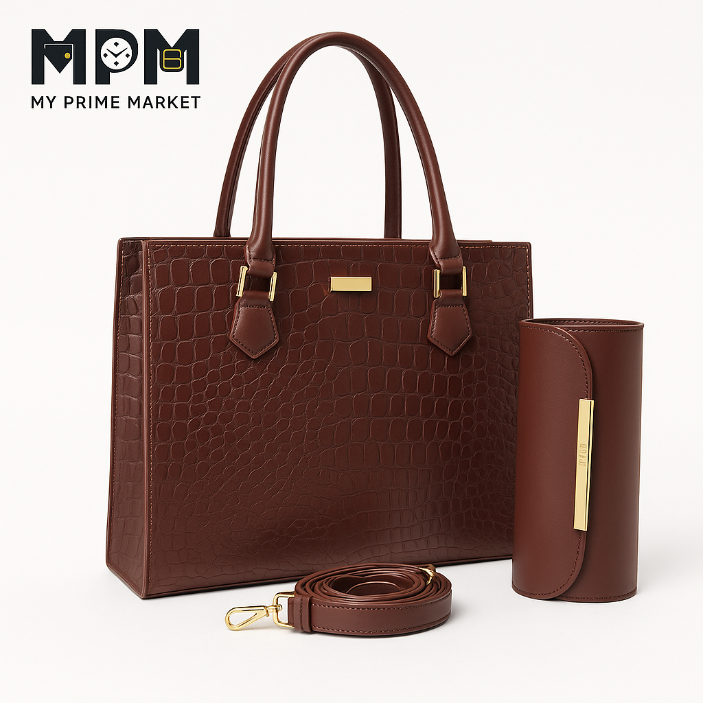 Luxe Croc Handbag Set