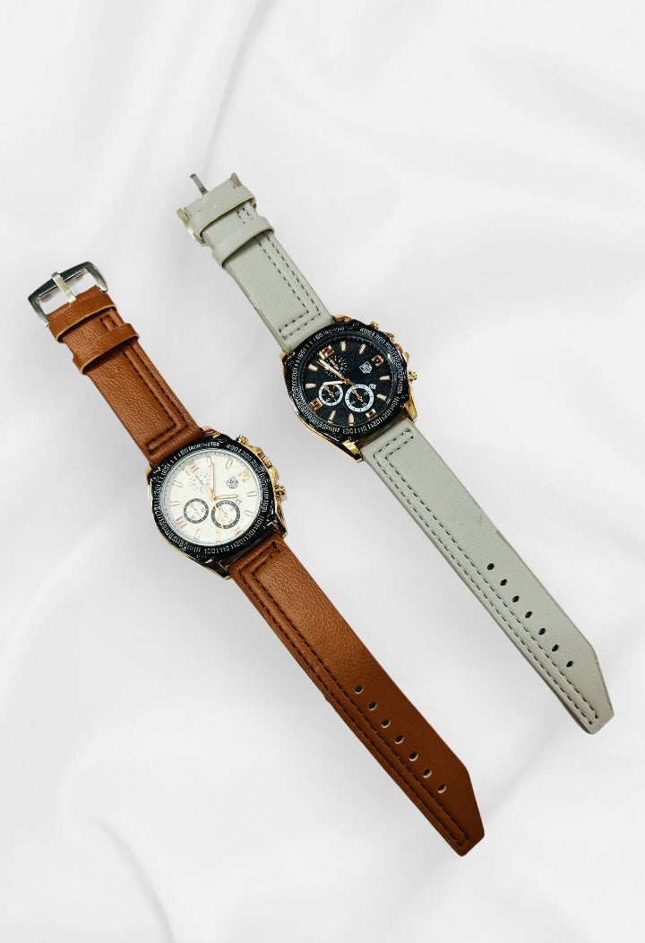 Men's Tag Heuer Leather Strap Watch with Wrist Bands
