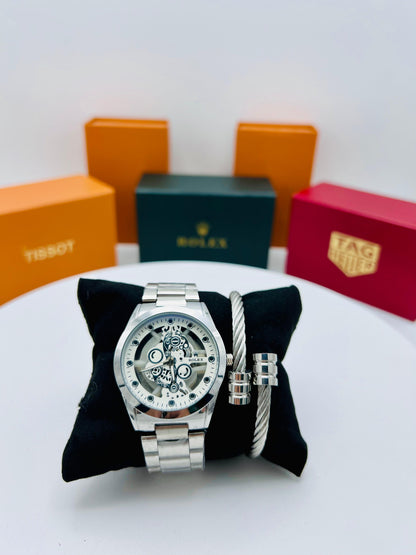 Men's Rolex Premium Watch with Stainless Steel Handcuff