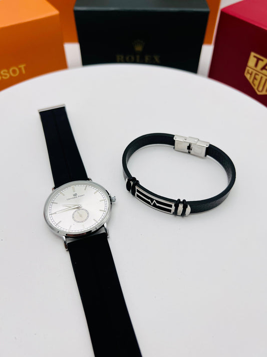 Men's Premium Silicon Band Watches with Leather Wrist Band