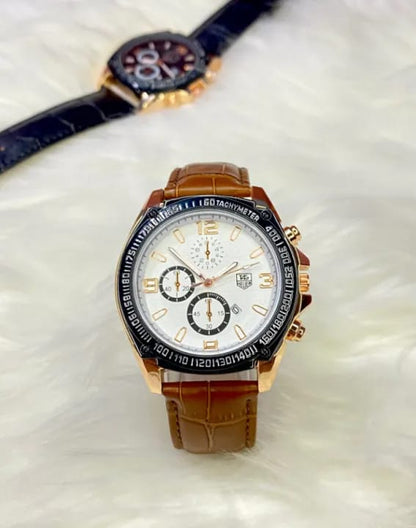 Men's Tag Heuer Leather Strap Watch with Wrist Bands